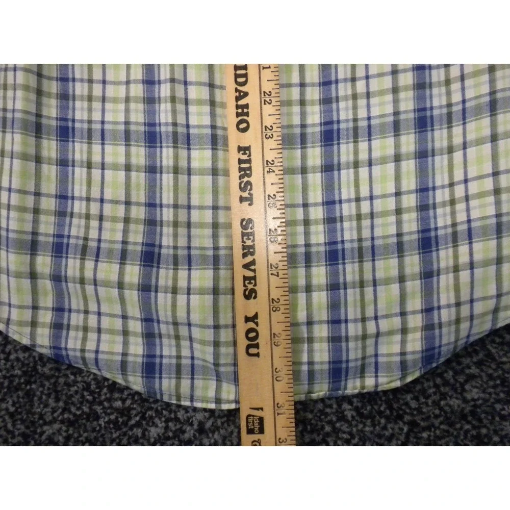 L.L. Bean‎ Shirt Mens S Green Blue Plaid Button Up Short Sleeve Camp Outdoor